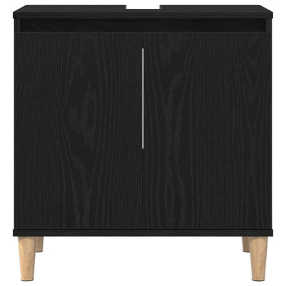 Bathroom Furniture Set Wall-mounted with Door 3 pcs Black Oak