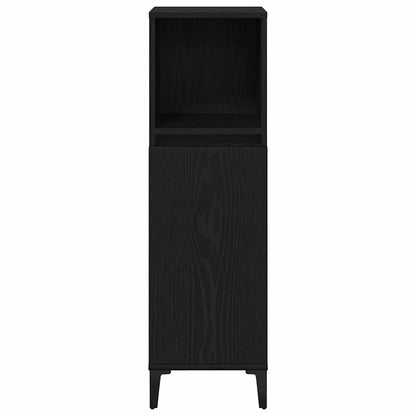 Bathroom Furniture Set Wall-mounted with Door 3 pcs Black Oak