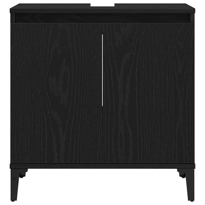 Bathroom Furniture Set Wall-mounted with Door 3 pcs Black Oak