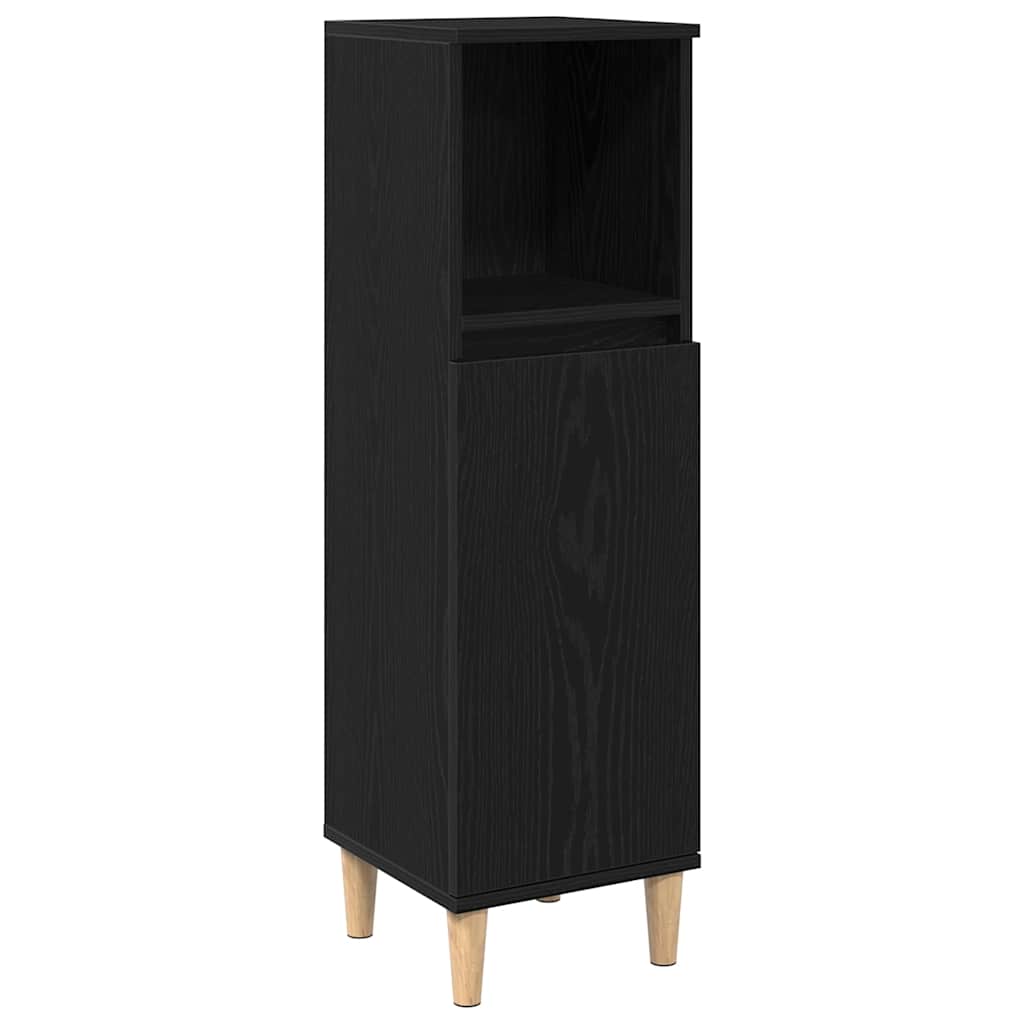 Bathroom Furniture Set Wall-mounted with Door 3 pcs Black Oak