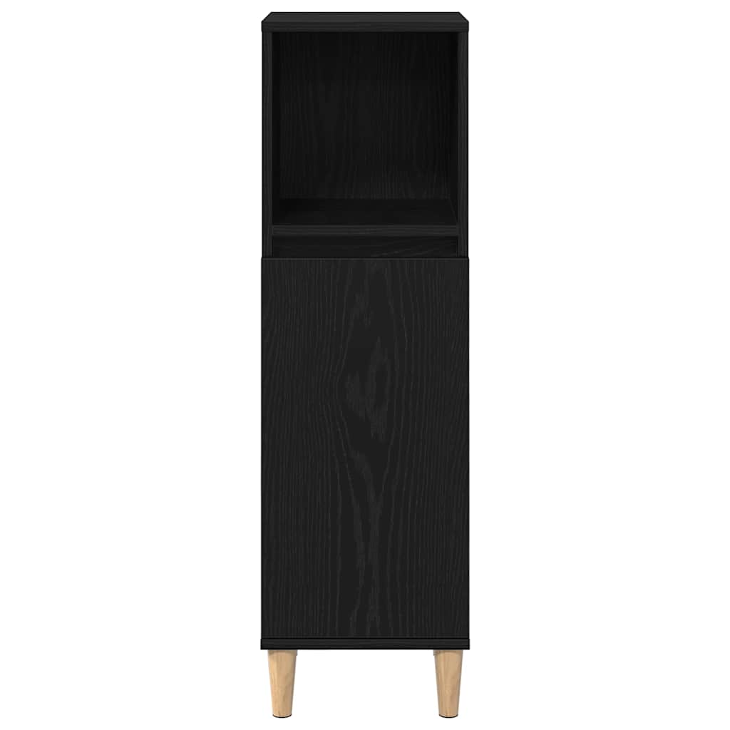 Bathroom Furniture Set Wall-mounted with Door 3 pcs Black Oak