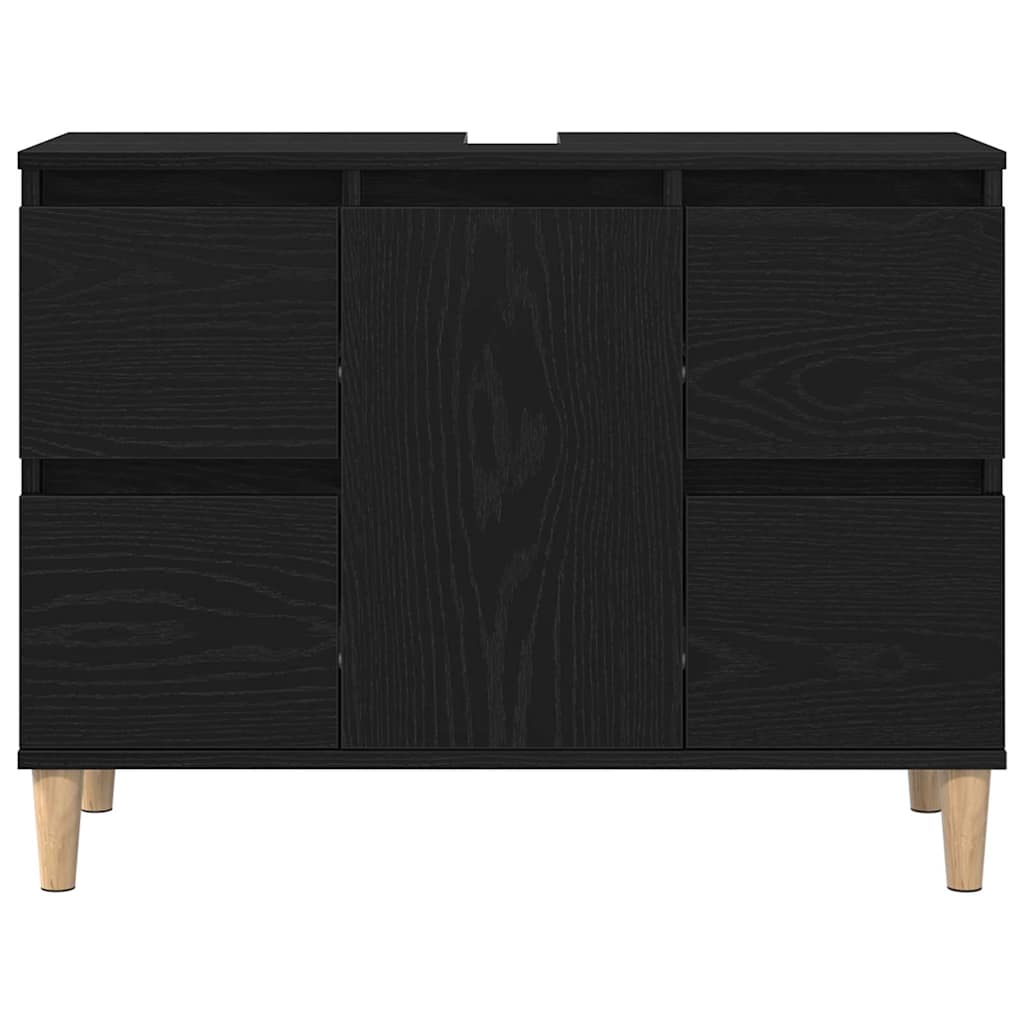 Bathroom Furniture Set Wall-mounted with Door 3 pcs Black Oak