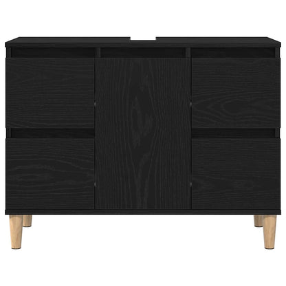 Bathroom Furniture Set Wall-mounted with Door 3 pcs Black Oak