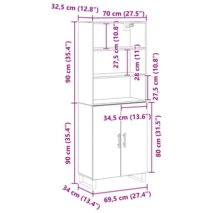 Highboard 2 pcs Black Oak Engineered Wood