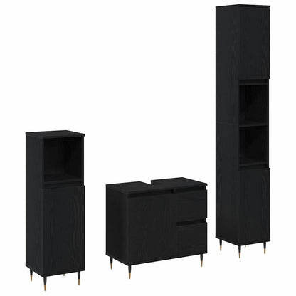 Bathroom Furniture Set 3 pcs Black Oak 30 x 30 x 190 cm