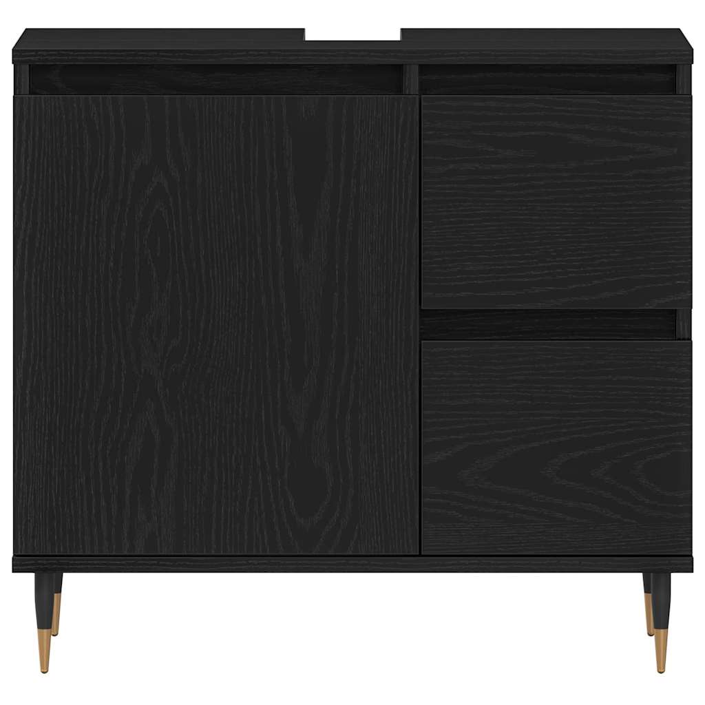 Bathroom Furniture Set 3 pcs Black Oak 30 x 30 x 190 cm