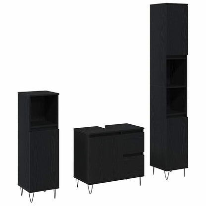 Bathroom Furniture Set 3 pcs Black Oak 30 x 30 x 190 cm