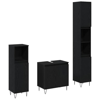 Bathroom Furniture Set 3 pcs Black Oak 30 x 30 x 190 cm