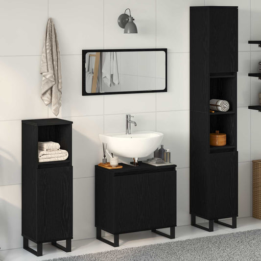 Bathroom Furniture Set 3 pcs Black Oak