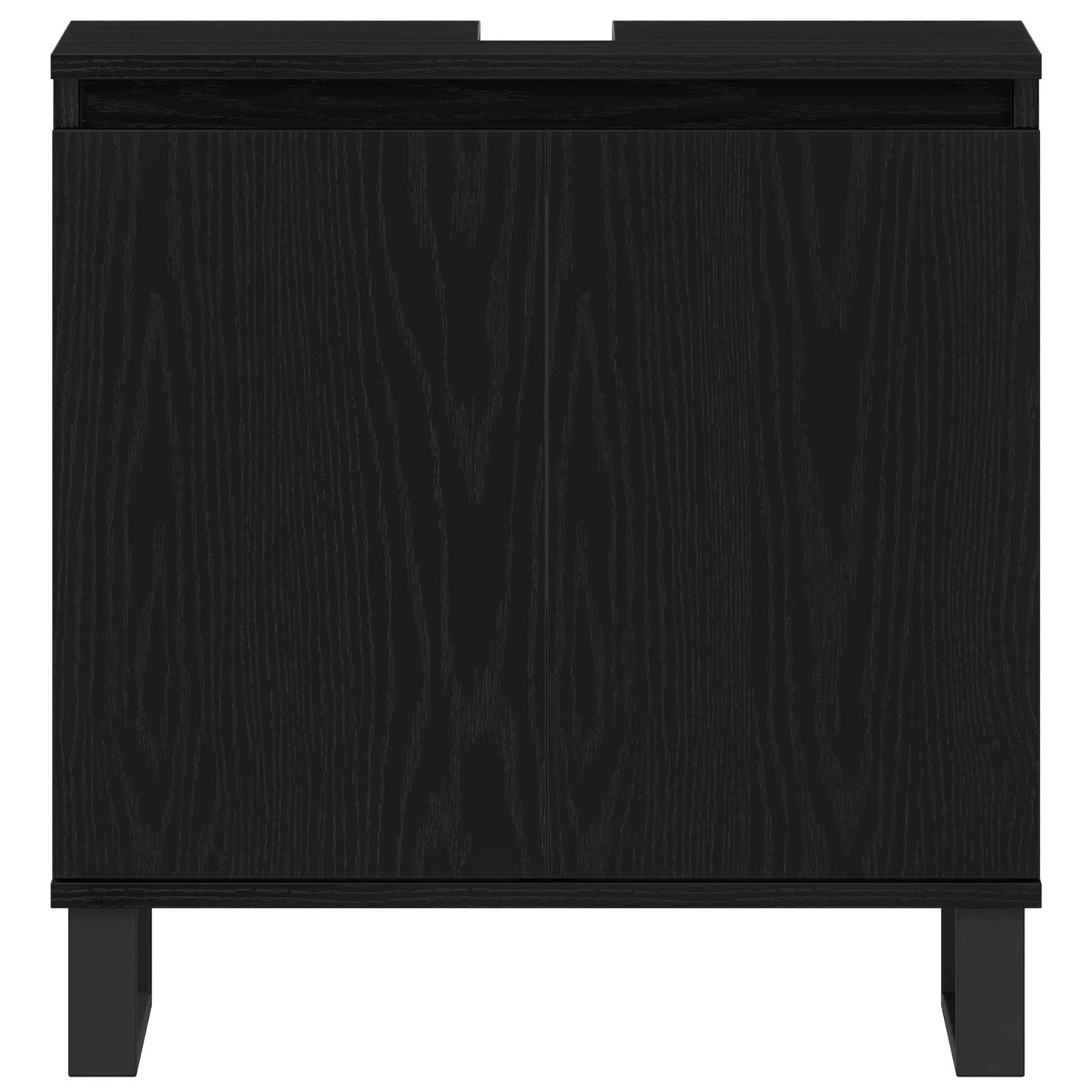 Bathroom Furniture Set Wall-mounted with Door 3 pcs Black Oak