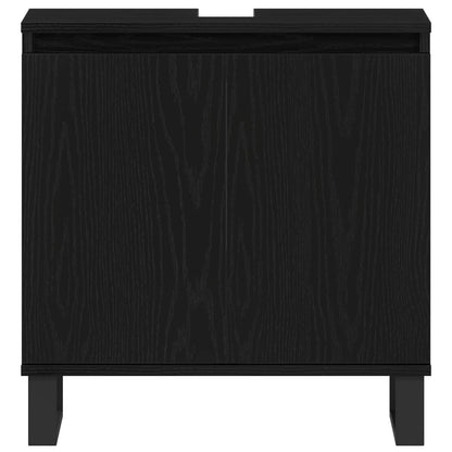 Bathroom Furniture Set Wall-mounted with Door 3 pcs Black Oak