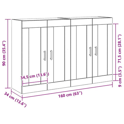 Wall-mounted Cabinet 2 pcs Black Oak 69.5 x 34 x 90 cm