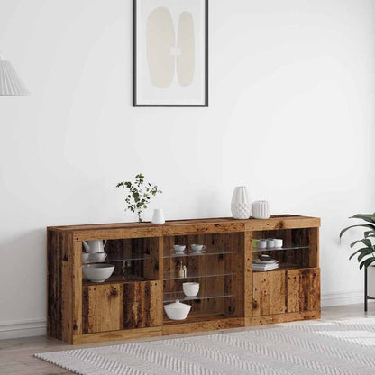 LED Sideboard Old Wood 181.5 x 37 x 67 cm Engineered Wood