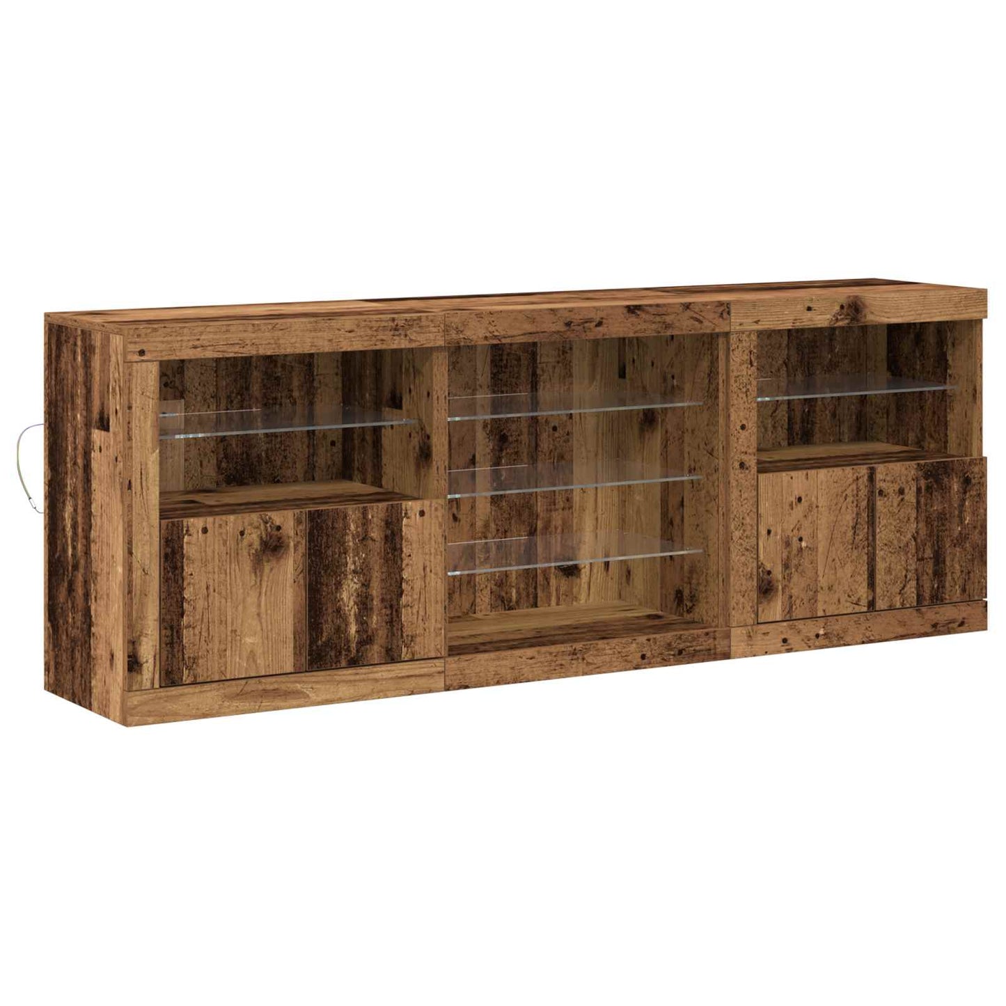 LED Sideboard Old Wood 181.5 x 37 x 67 cm Engineered Wood