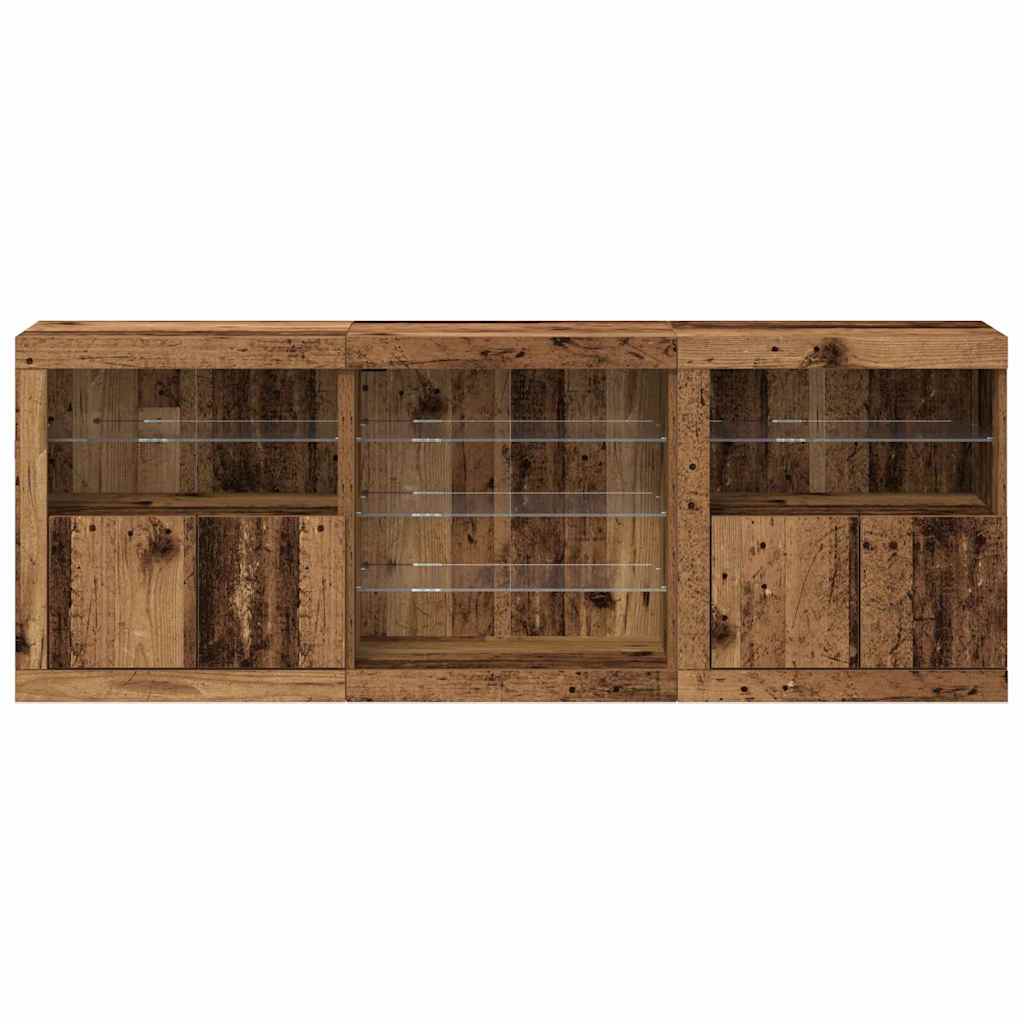 LED Sideboard Old Wood 181.5 x 37 x 67 cm Engineered Wood