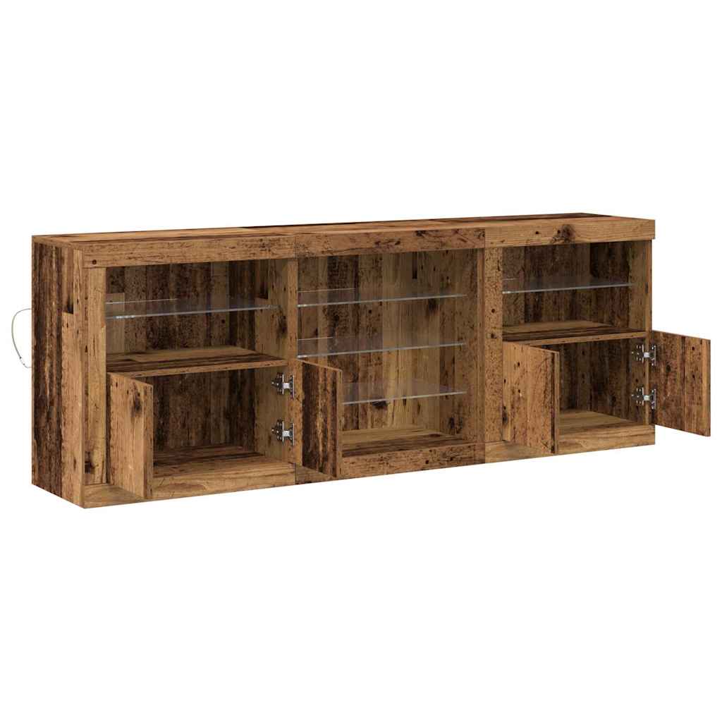 LED Sideboard Old Wood 181.5 x 37 x 67 cm Engineered Wood
