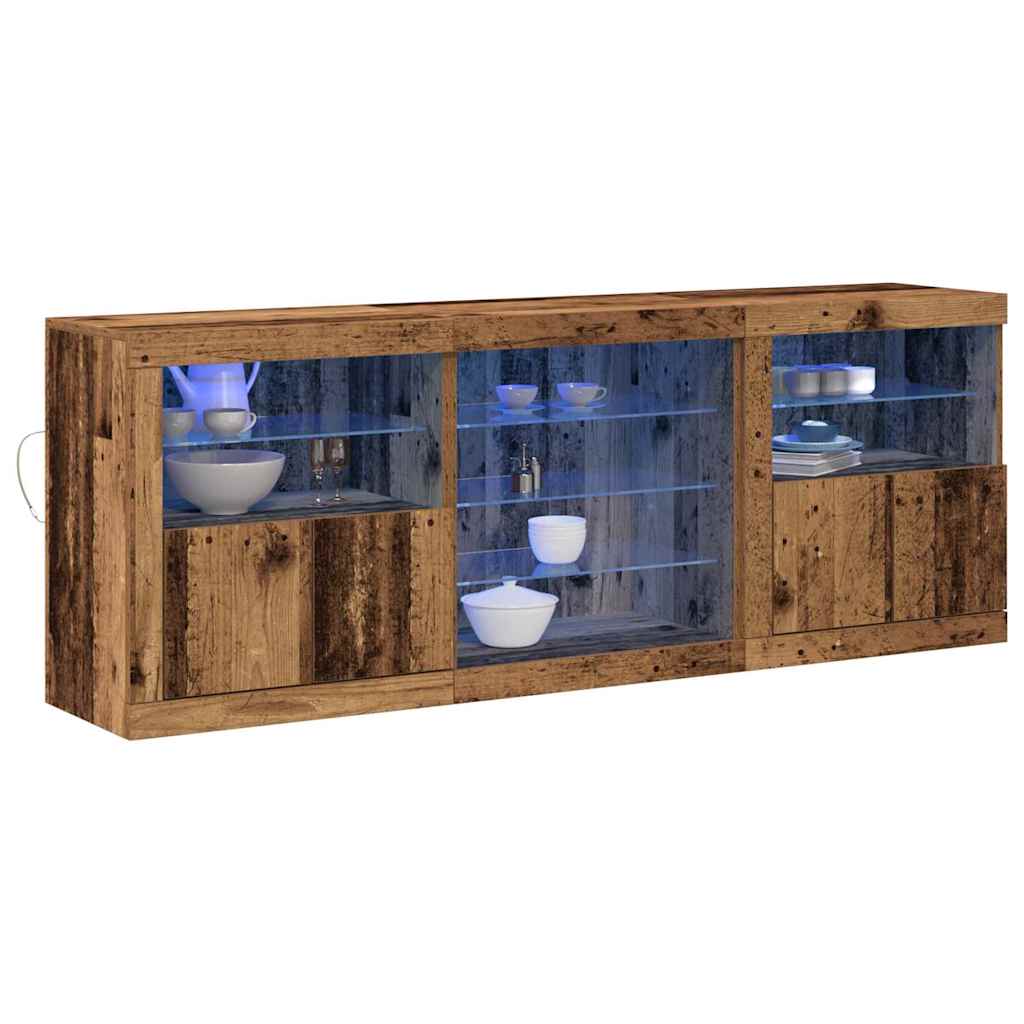 LED Sideboard Old Wood 181.5 x 37 x 67 cm Engineered Wood