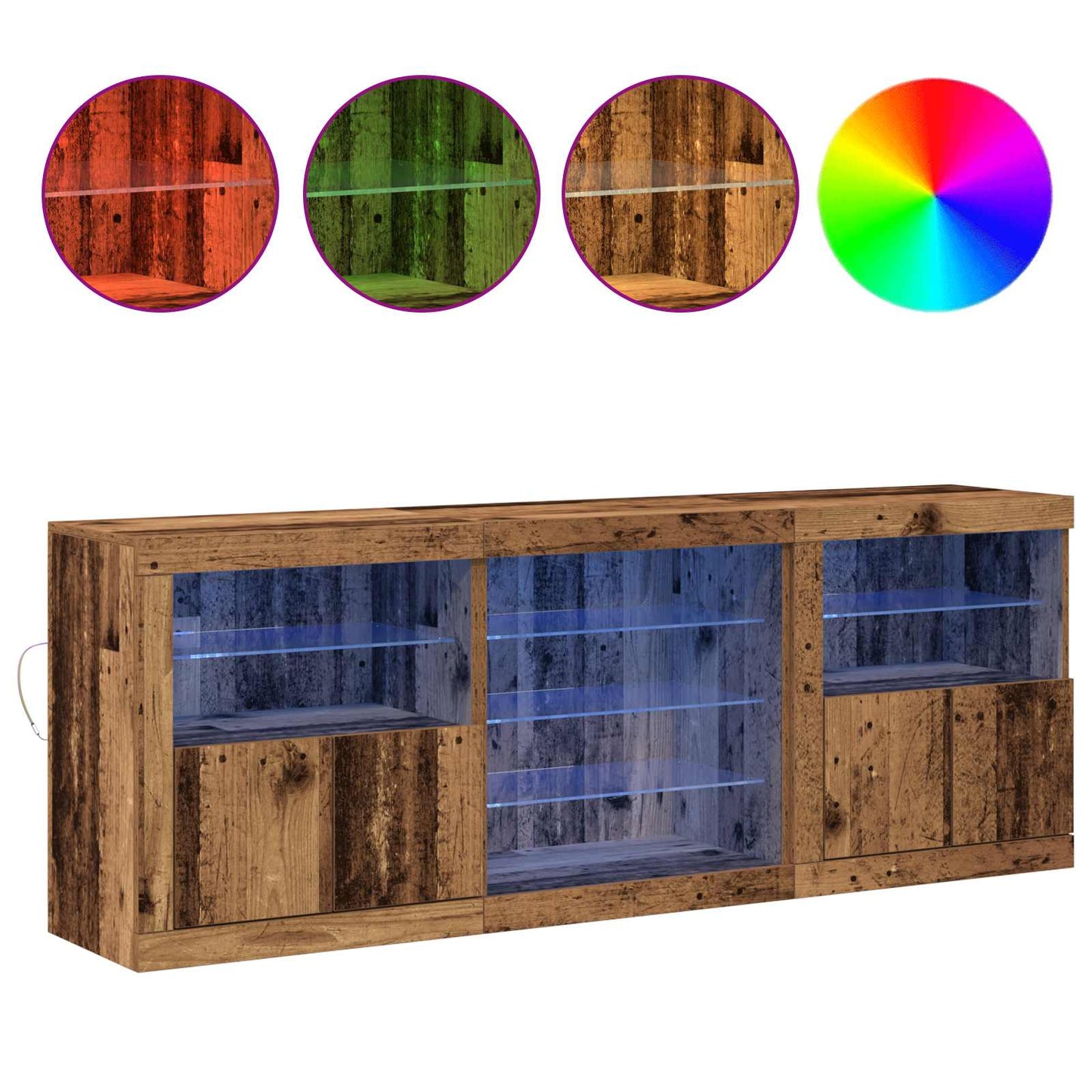 LED Sideboard Old Wood 181.5 x 37 x 67 cm Engineered Wood