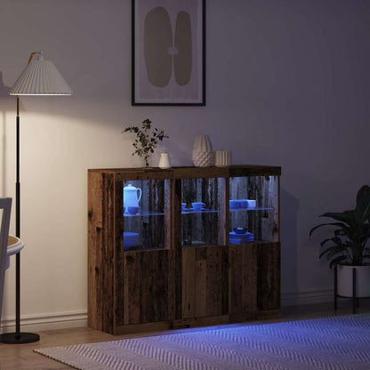 LED Sideboard 3 pcs Old Wood 123 x 37 x 100 cm Engineered Wood