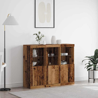 LED Sideboard 3 pcs Old Wood 123 x 37 x 100 cm Engineered Wood