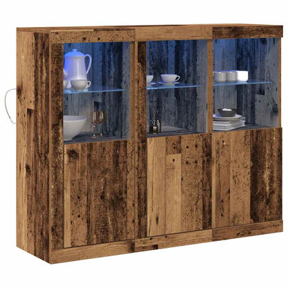 LED Sideboard 3 pcs Old Wood 123 x 37 x 100 cm Engineered Wood