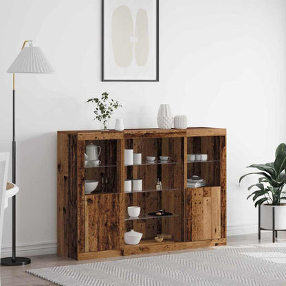 LED Sideboard Old Wood 142.5 x 37 x 100 cm Engineered Wood