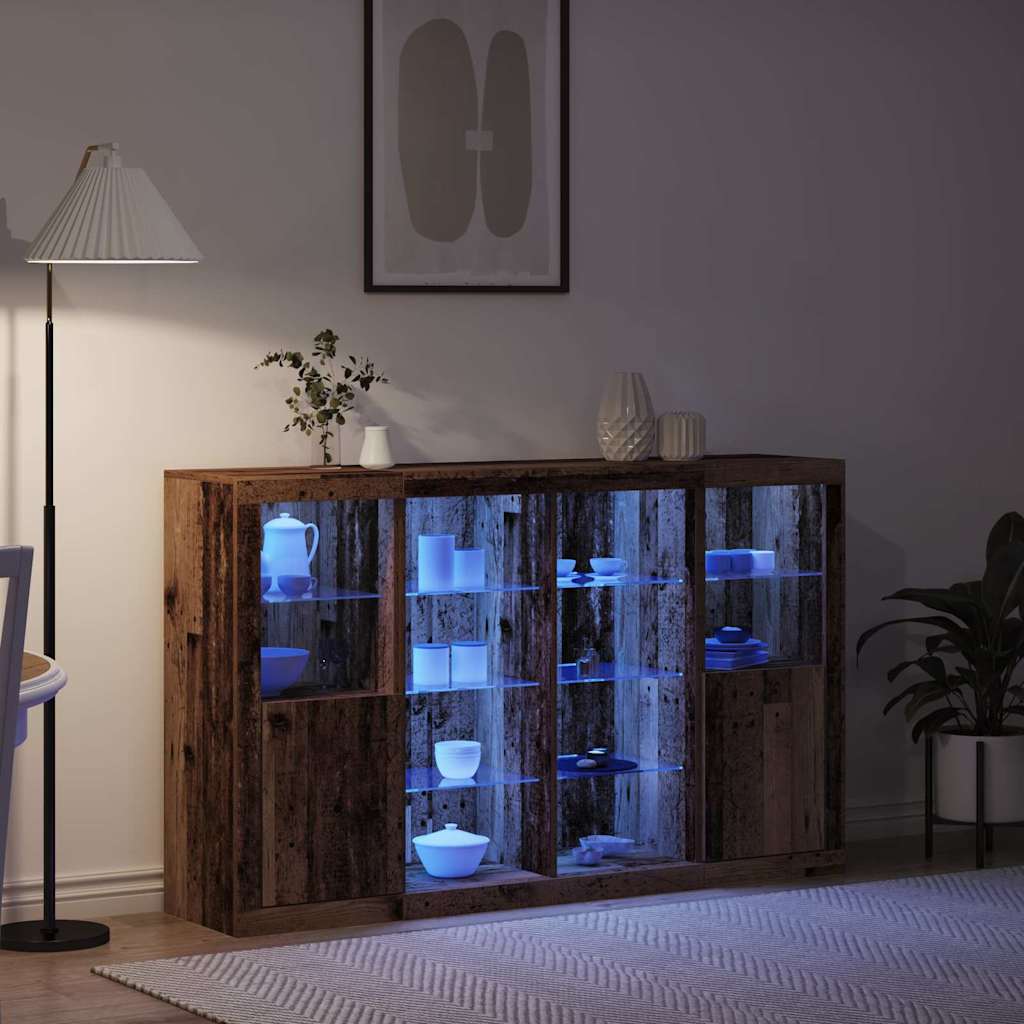 LED Sideboard Old Wood 163 x 37 x 100 cm Engineered Wood