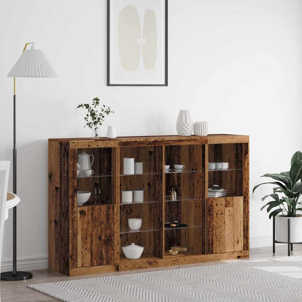 LED Sideboard Old Wood 163 x 37 x 100 cm Engineered Wood