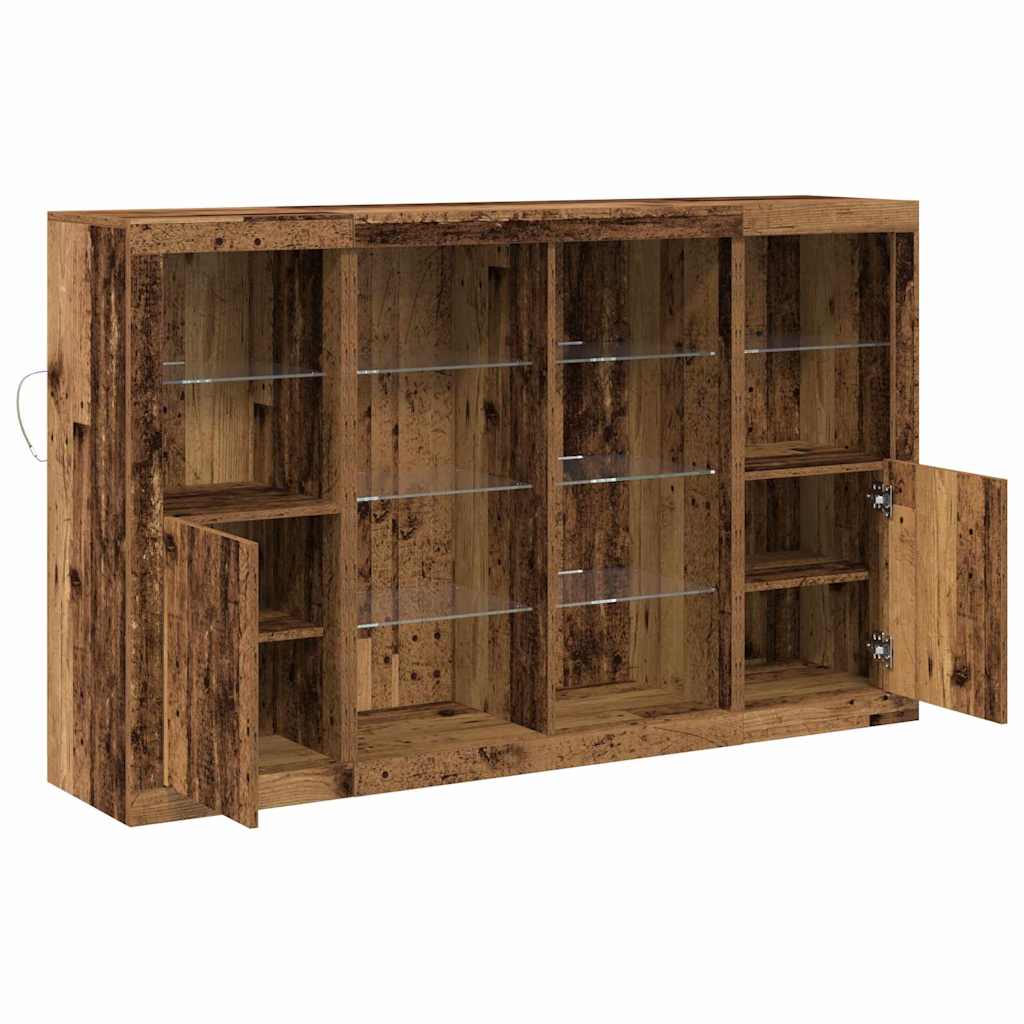 LED Sideboard Old Wood 163 x 37 x 100 cm Engineered Wood