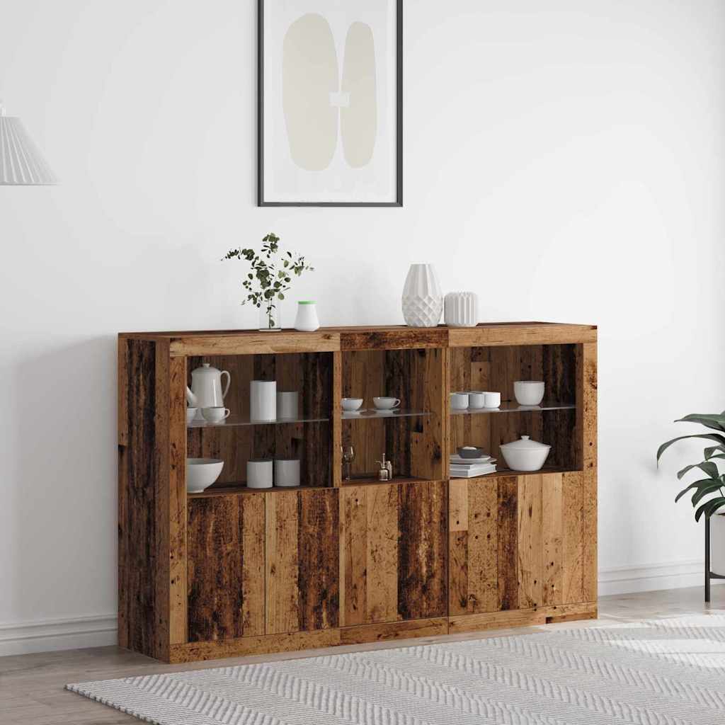 LED Sideboard Old Wood 162 x 37 x 100 cm Engineered Wood