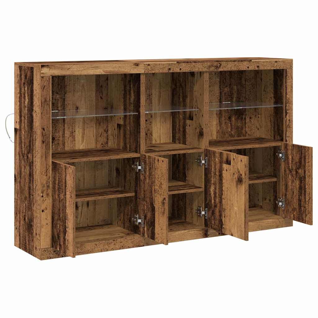 LED Sideboard Old Wood 162 x 37 x 100 cm Engineered Wood