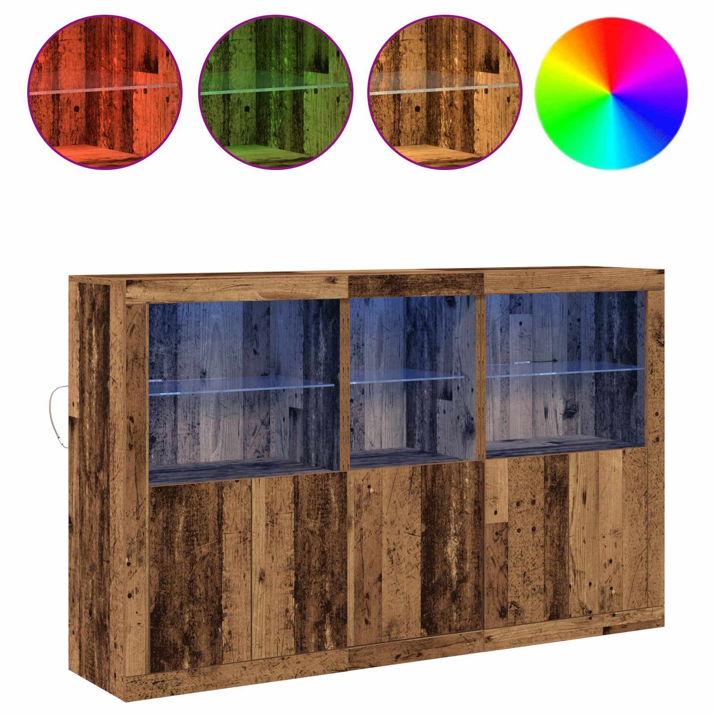 LED Sideboard Old Wood 162 x 37 x 100 cm Engineered Wood