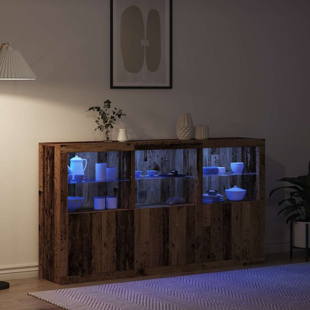 LED Sideboard Old Wood 181.5 x 37 x 100 cm Engineered Wood