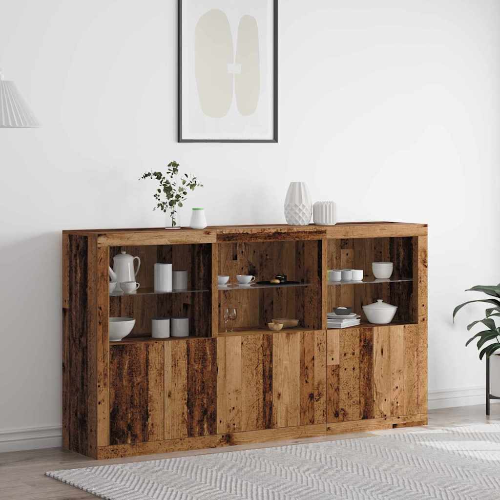 LED Sideboard Old Wood 181.5 x 37 x 100 cm Engineered Wood