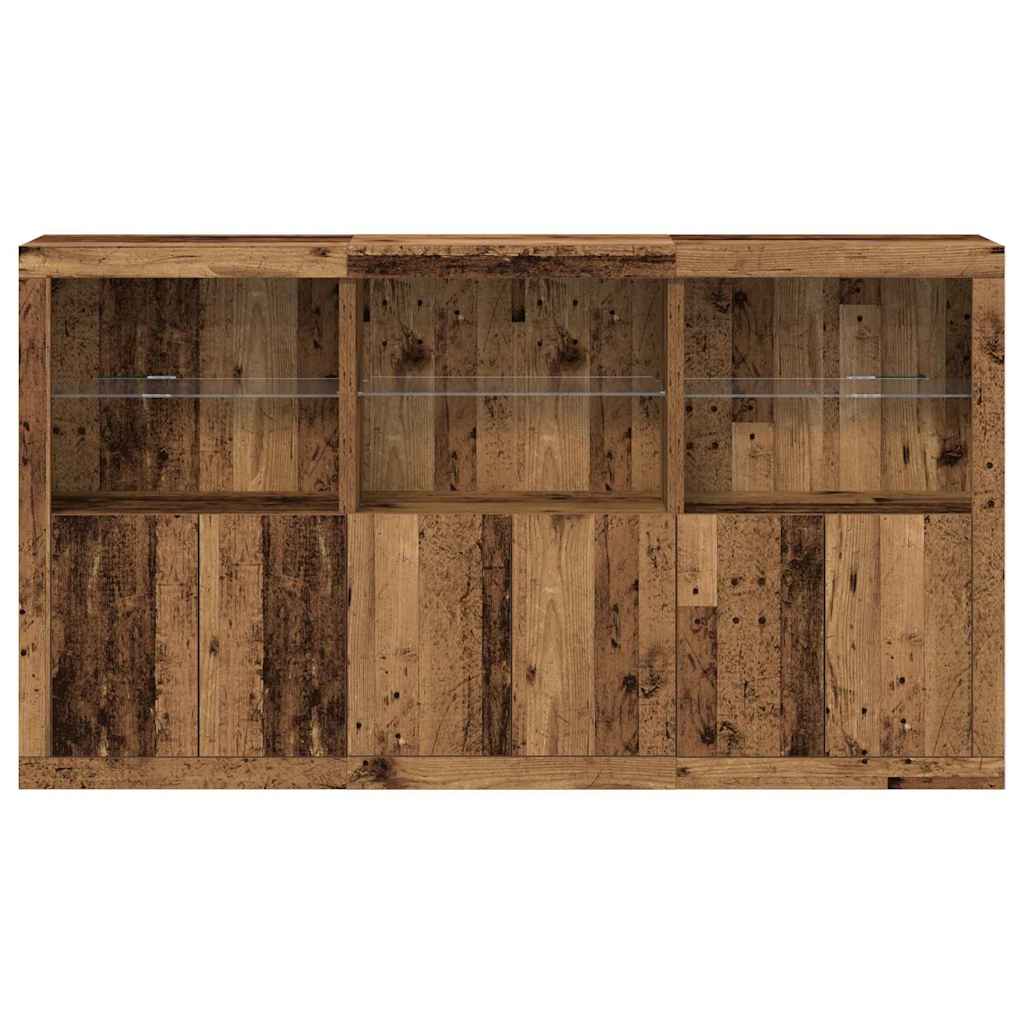 LED Sideboard Old Wood 181.5 x 37 x 100 cm Engineered Wood
