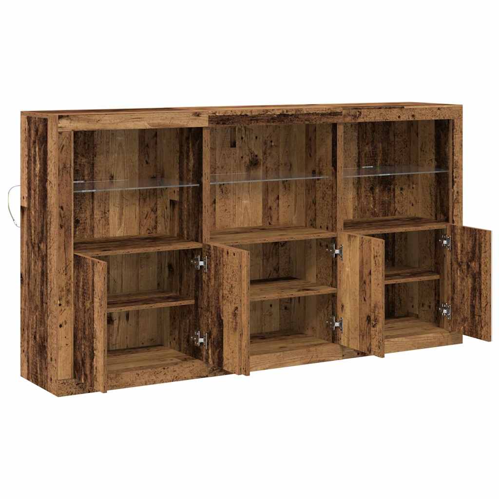 LED Sideboard Old Wood 181.5 x 37 x 100 cm Engineered Wood