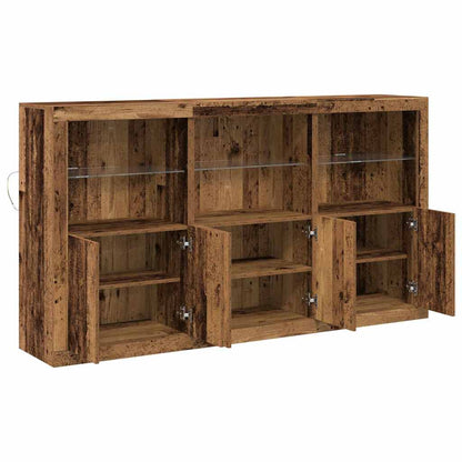 LED Sideboard Old Wood 181.5 x 37 x 100 cm Engineered Wood
