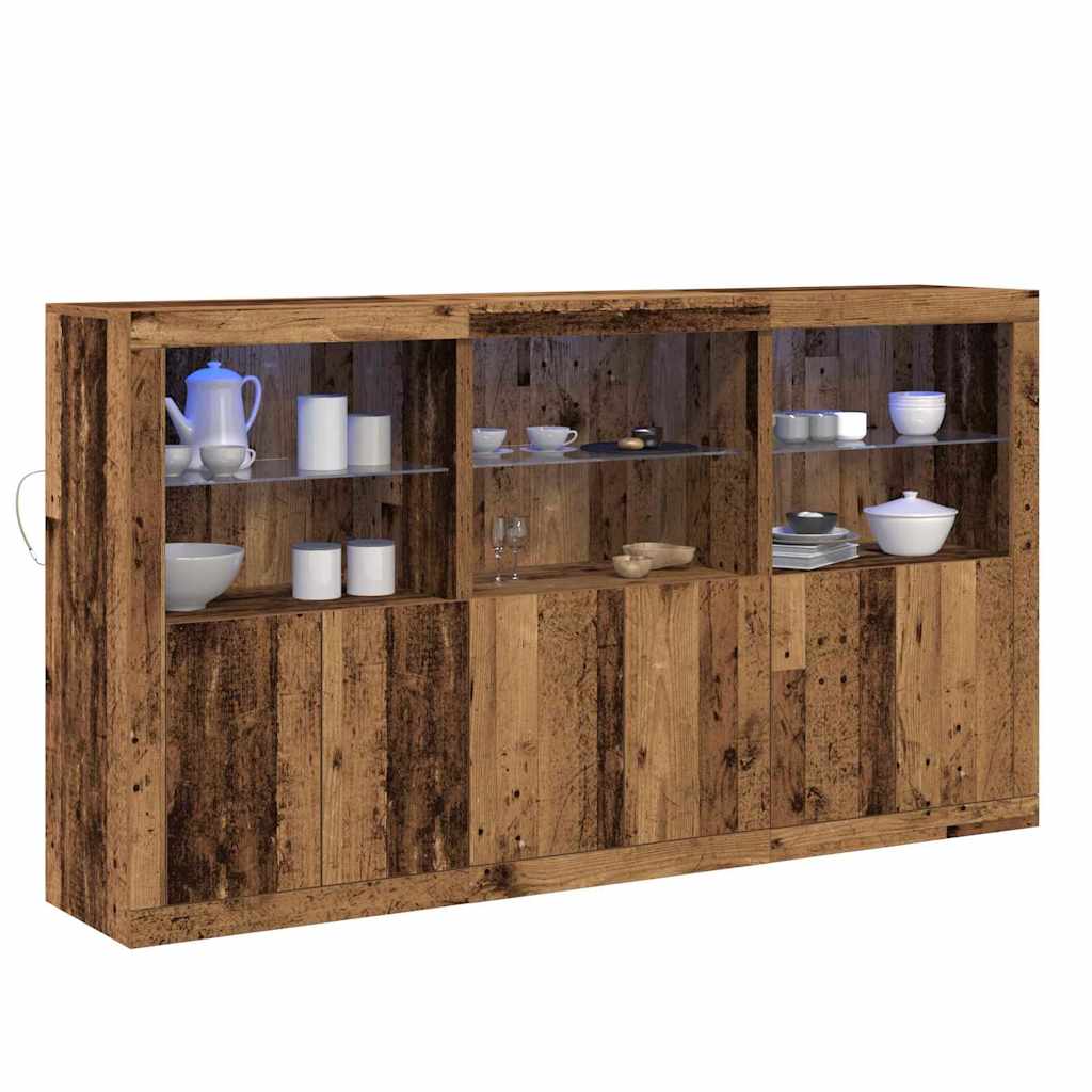 LED Sideboard Old Wood 181.5 x 37 x 100 cm Engineered Wood