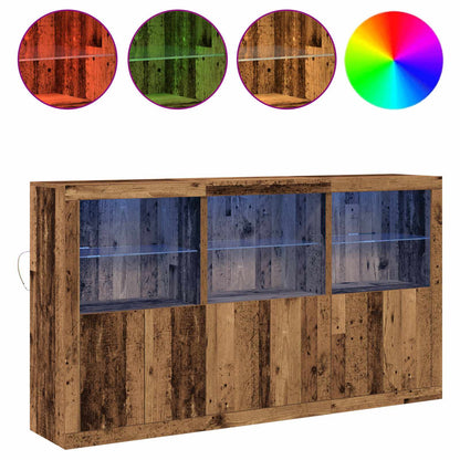 LED Sideboard Old Wood 181.5 x 37 x 100 cm Engineered Wood