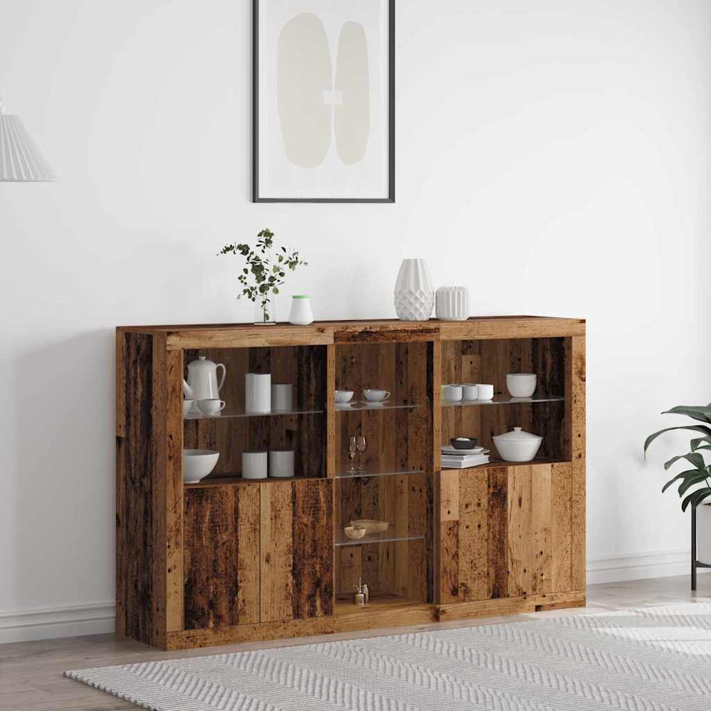 LED Sideboard Old Wood 162 x 37 x 100 cm Engineered Wood
