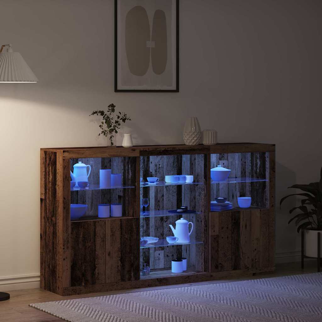 LED Sideboard Old Wood 181.5 x 37 x 100 cm Engineered Wood