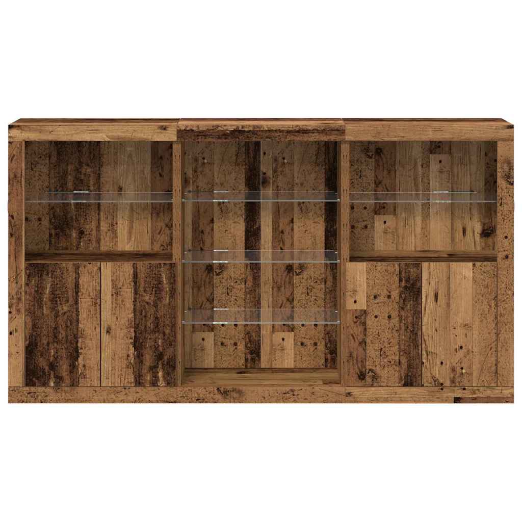 LED Sideboard Old Wood 181.5 x 37 x 100 cm Engineered Wood