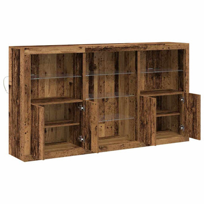 LED Sideboard Old Wood 181.5 x 37 x 100 cm Engineered Wood