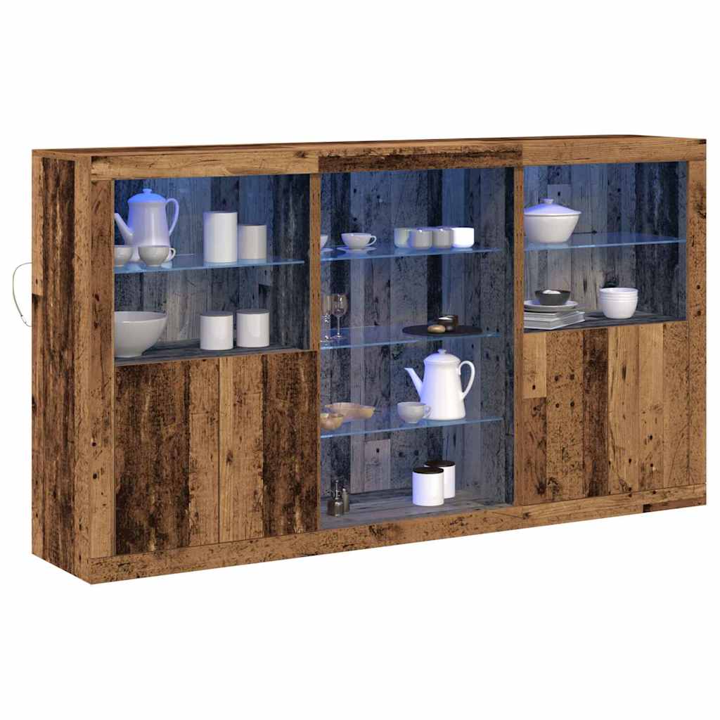 LED Sideboard Old Wood 181.5 x 37 x 100 cm Engineered Wood