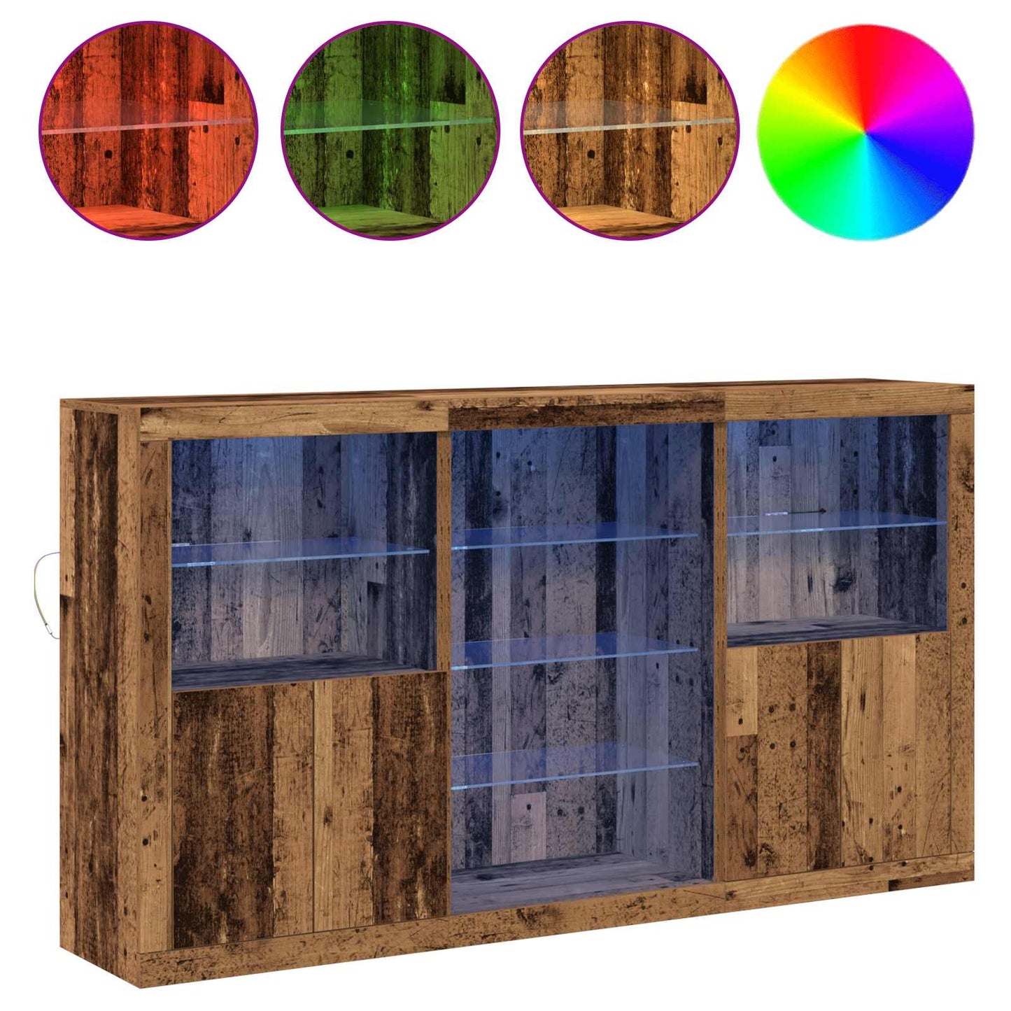 LED Sideboard Old Wood 181.5 x 37 x 100 cm Engineered Wood