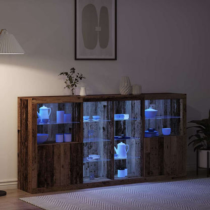 LED Sideboard 3 pcs Old Wood 202 x 37 x 100 cm Engineered Wood
