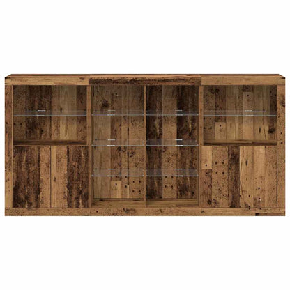LED Sideboard 3 pcs Old Wood 202 x 37 x 100 cm Engineered Wood