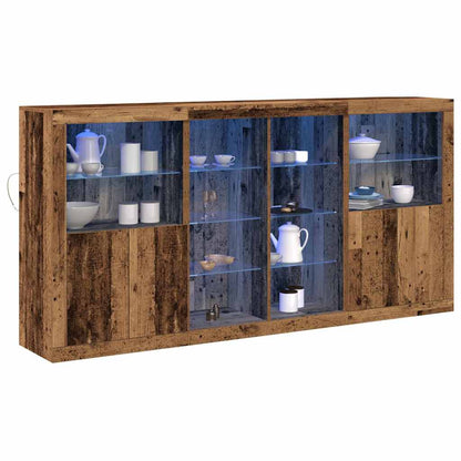 LED Sideboard 3 pcs Old Wood 202 x 37 x 100 cm Engineered Wood