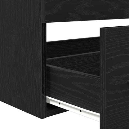 Bathroom Sink Cabinet with Drawer Wall-mounted 3 pcs Black Oak
