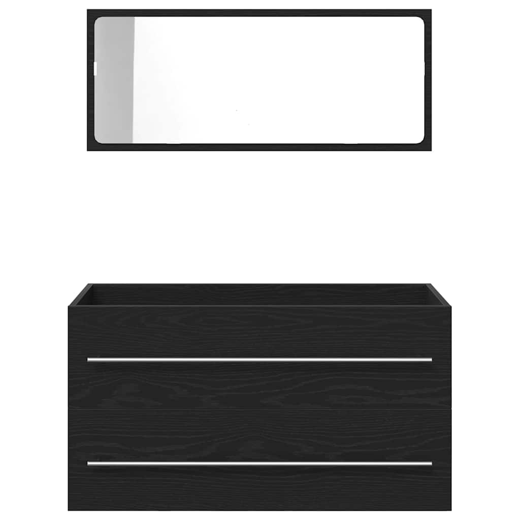 Bathroom Sink Cabinet with Drawer Wall-mounted 3 pcs Black Oak